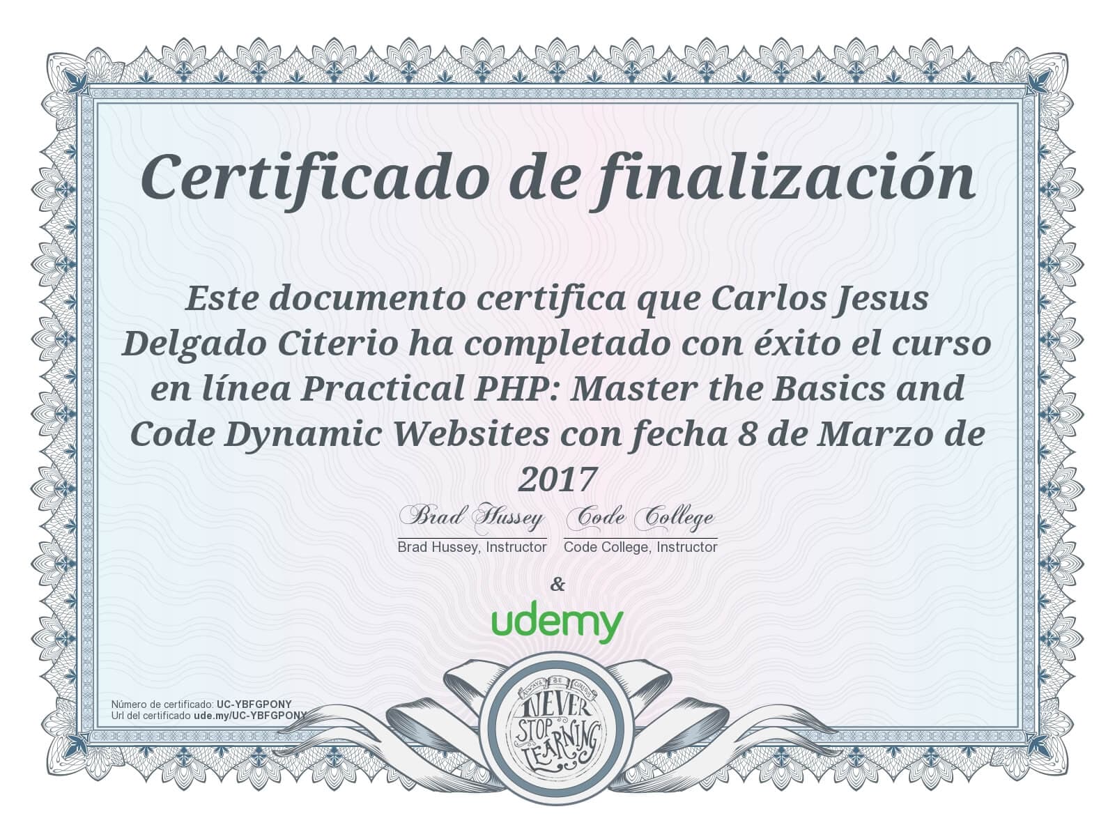 php course certification